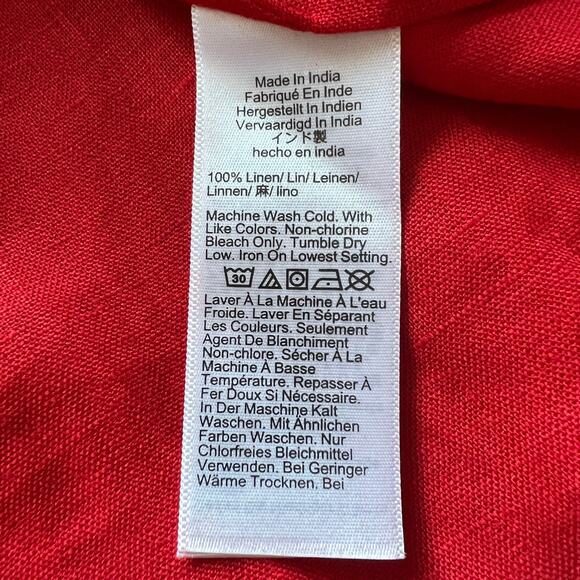 J Crew Seamed Linen Dress With Removable Belt Medium Red FLAW - Picture 11 of 16